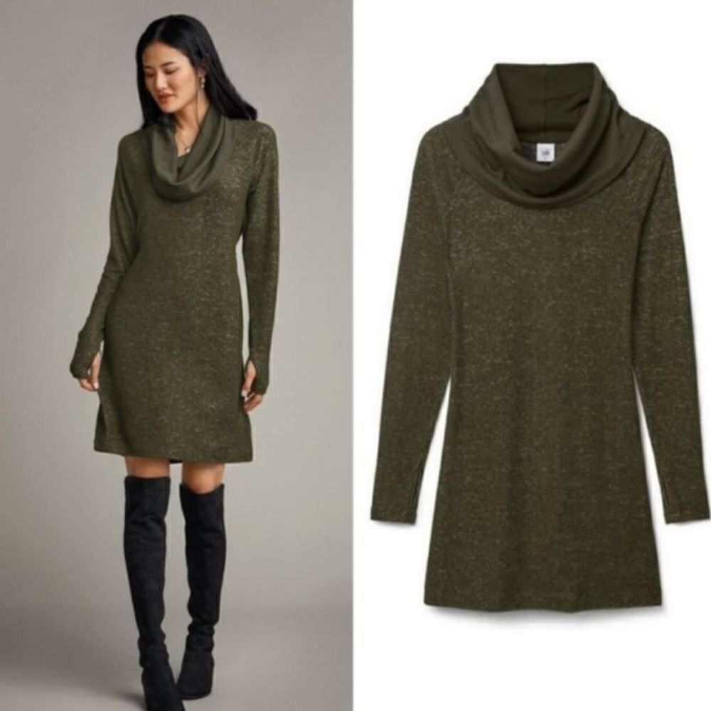 Cabi Solace Olive Green Cowl Neck Dress